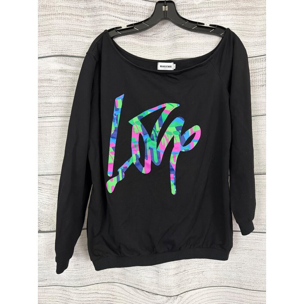 Magicmk Love Graphic Off-Shoulder Sweatshirt Size L